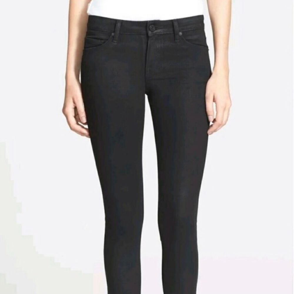 Joie Mid Rise Coated Black Jeans